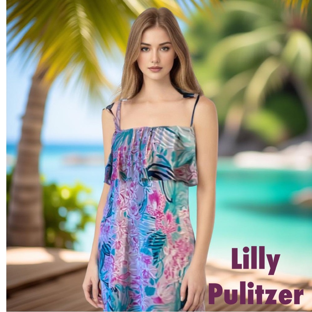 Lilly Pulitzer Annastasha Multi Via Flora Ruffle Sundress Size XS